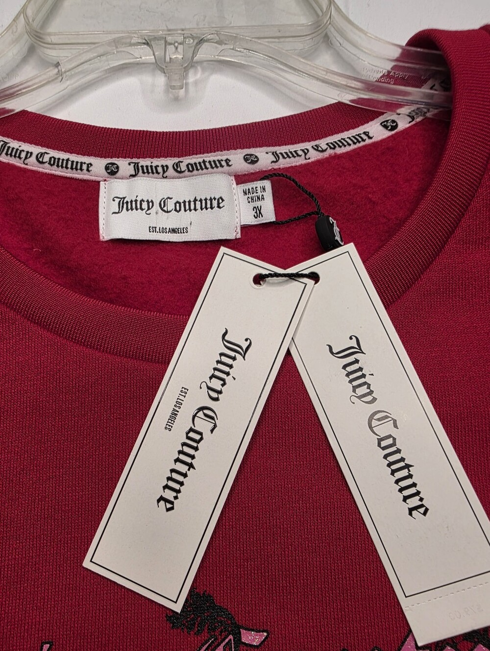 NWT Juicy Couture Coco Red Gothic Logo Cropped Sweatshirt 3X - Picture 7 of 10